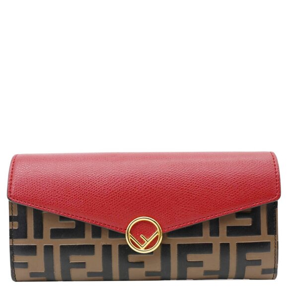 Fendi  F Is Cruise Vitello Leather Continental Wallet Red - Picture 1 of 15